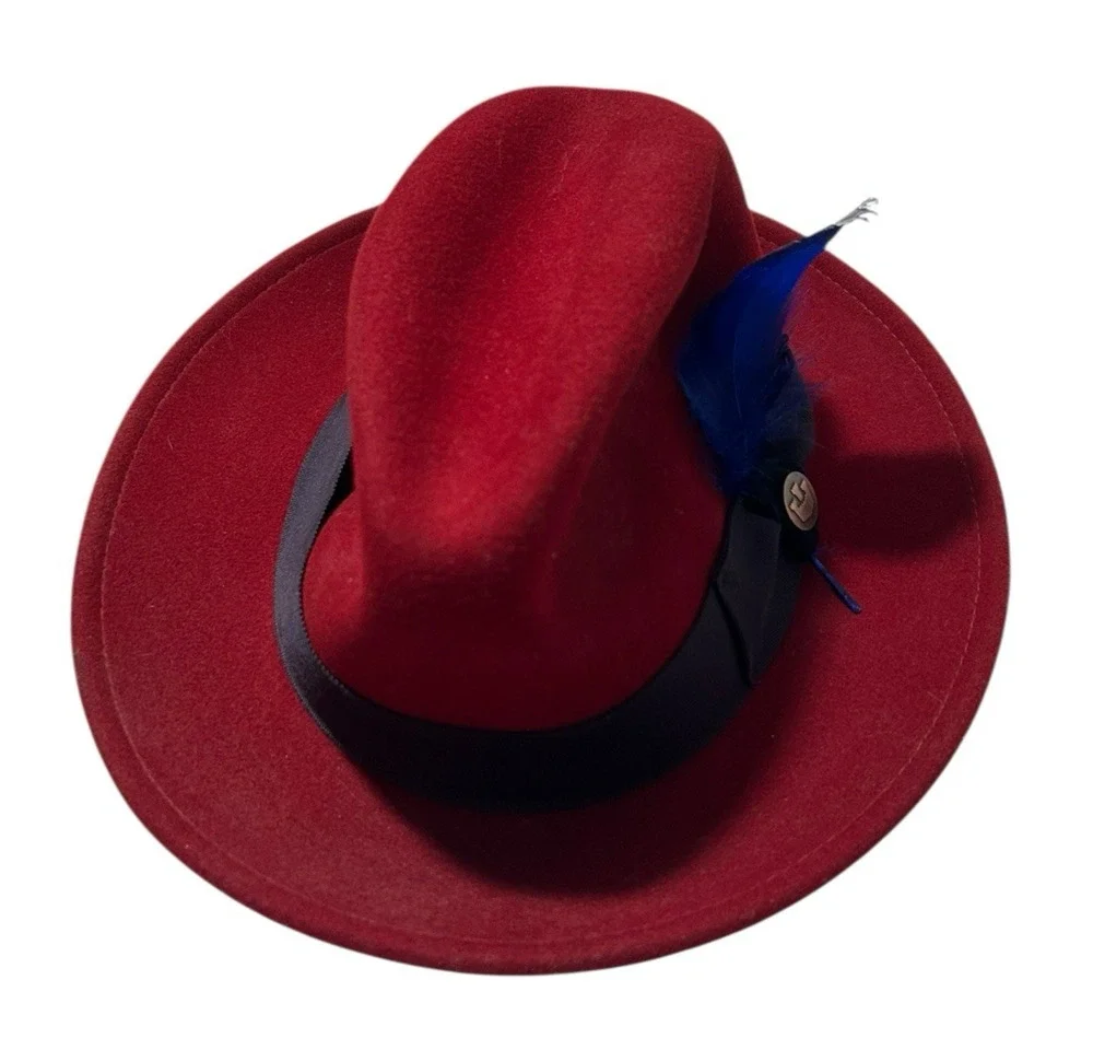 Goorin Bros. 100% Wool Red Classic Fedora Grosgrain Band Size Small